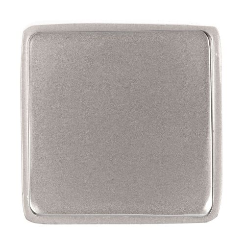 Квадратный шильдик на резинку Epoxi, матовый серебристый 1