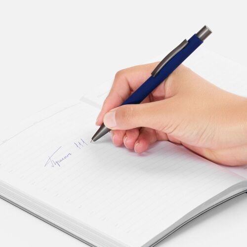 Ручка шариковая Atento Soft Touch, темно-синяя 4