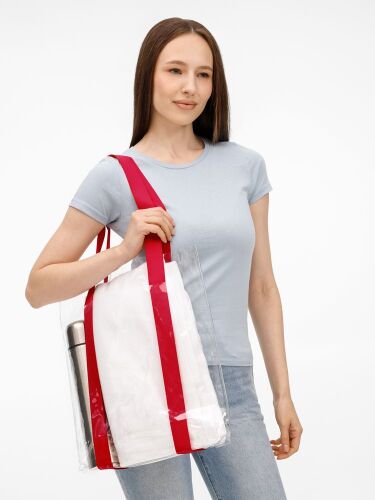 Шопер Clear Fest, ver.2, прозрачный с красными ручками 7