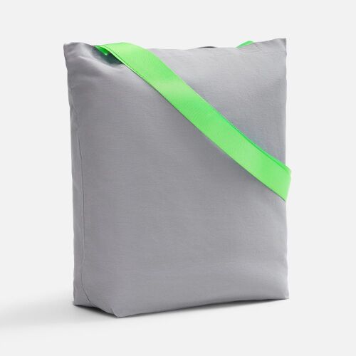 Шопер B5, серый с широкими зелеными ручками 1