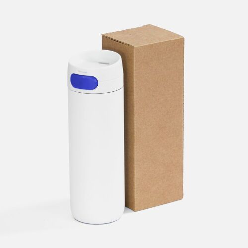 Термостакан X1 с цветной кнопкой, белый с синим 5