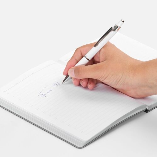 Ручка шариковая Chromos Soft Touch, белая 4