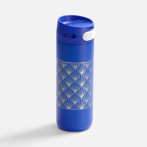 Термостакан X1 с цветной кнопкой, синий с серым 7