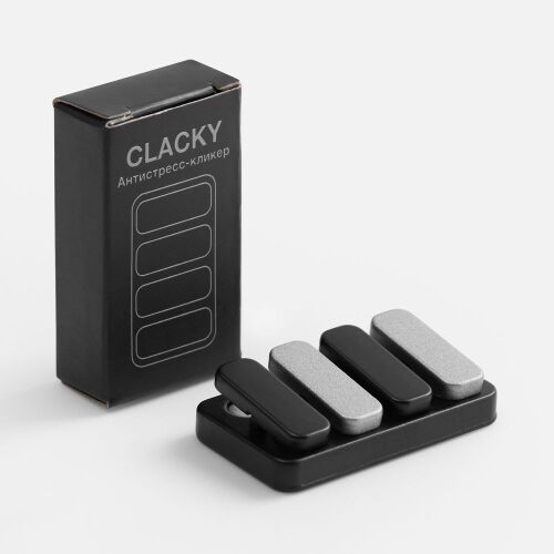 Антистресс-кликер Clacky, черный с серебристым 6