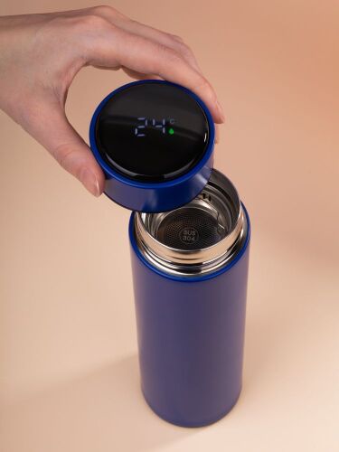 Смарт-бутылка с заменяемой батарейкой Long Therm, синяя 6