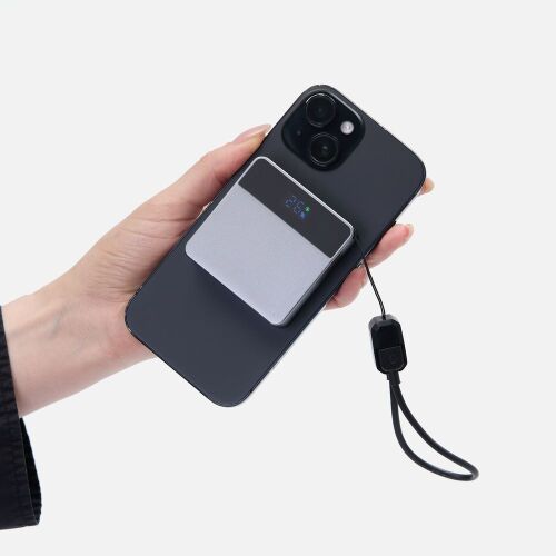 Внешний аккумулятор с беспроводной зарядкой Aura Power, серый 7 Внешний аккумулятор с беспроводной зарядкой Aura Power, серый 7