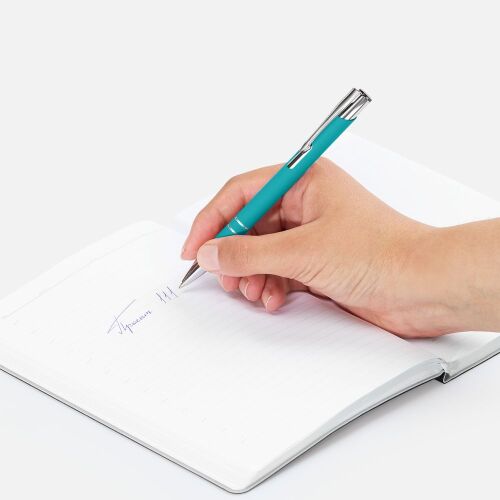 Ручка шариковая Keskus Soft Touch, бирюзовая 5