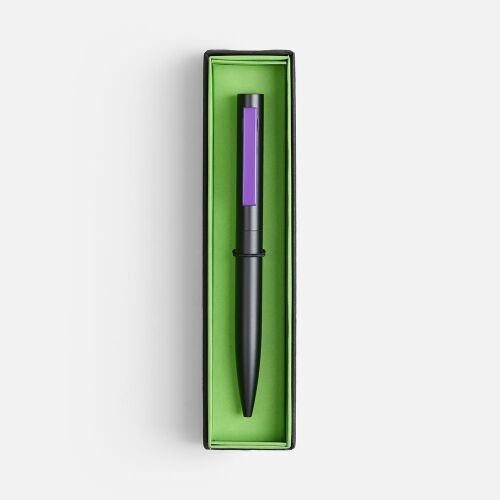 Ручка шариковая Inkolor в футляре, черная с фиолетовым 2