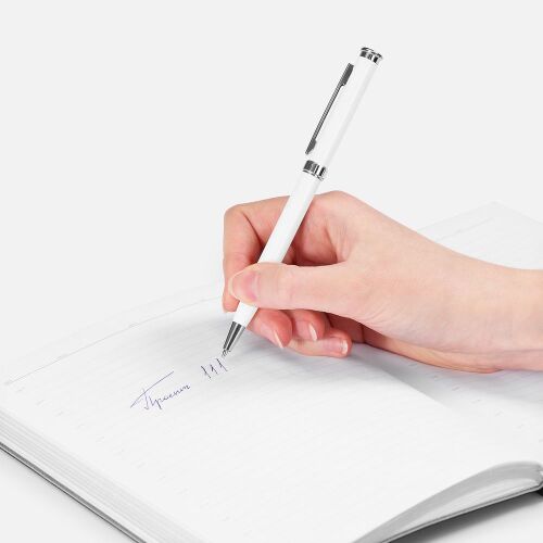 Ручка шариковая Finn Chrome, белая 4