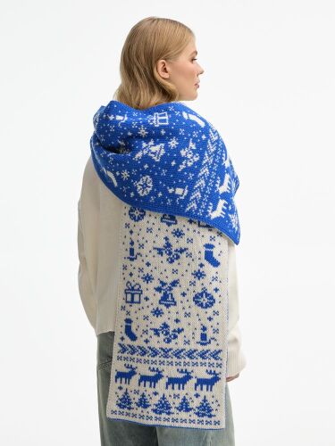 Шарф Holidale, синий с молочным 4