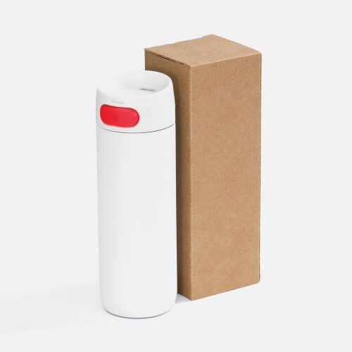 Термостакан X1 с цветной кнопкой, белый с красным 5