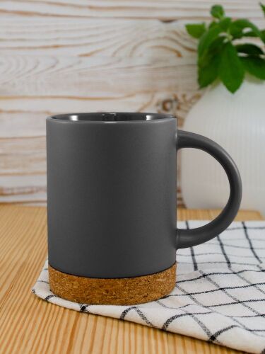 Кружка с пробковой подставкой Corky, серая 4