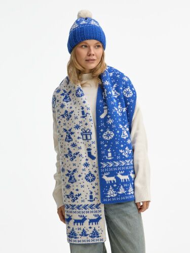 Шарф Holidale, синий с молочным 5