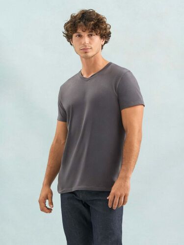 Футболка унисекс Regent с V-образным вырезом, темно-серая, разме 4
