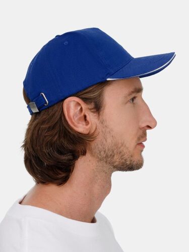Бейсболка Classic 2.0, ярко-синяя с белым кантом 6