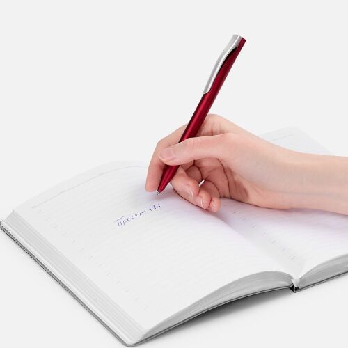 Ручка шариковая Pin Silver, красный металлик 4