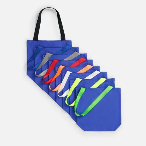 Шопер B5, синий с широкими белыми ручками 2