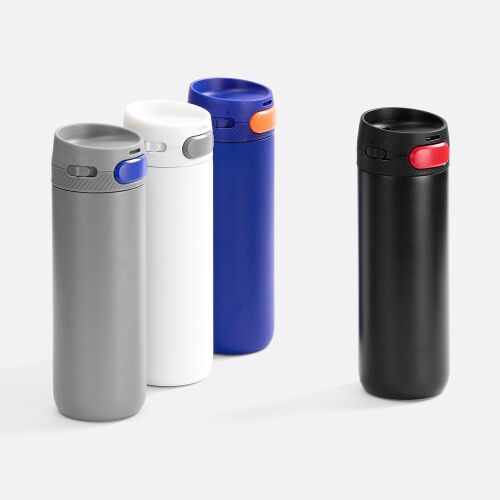 Термостакан X1 с цветной кнопкой, синий с оранжевым 6