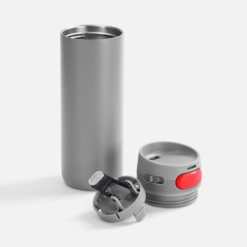 Термостакан X1 с цветной кнопкой, серый с красным 2