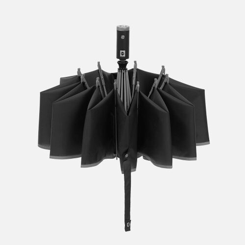 Зонт обратного сложения Norsken с фонариком, черный 1