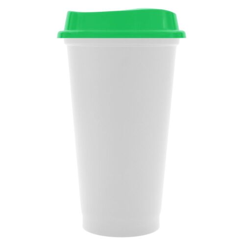 Стакан с крышкой Color Cap White, белый с зеленым 1 Стакан с крышкой Color Cap White, белый с зеленым 1
