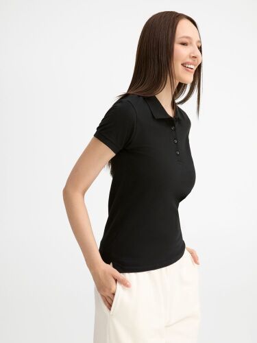 Рубашка поло женская People 210 черная, размер S 5