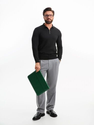 Рубашка поло мужская с длинным рукавом Terrazzo, черная, размер  7