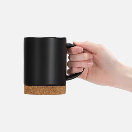 Кружка с пробковой подставкой Corky, черная 4