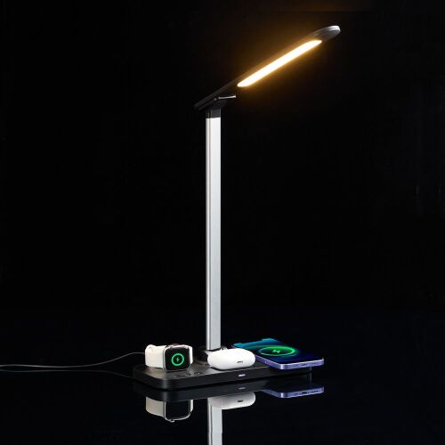 Настольная лампа с беспроводной зарядкой Power Light, черная 5 Настольная лампа с беспроводной зарядкой Power Light, черная 5