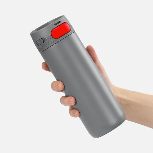 Термостакан X1 с цветной кнопкой, серый с красным 4