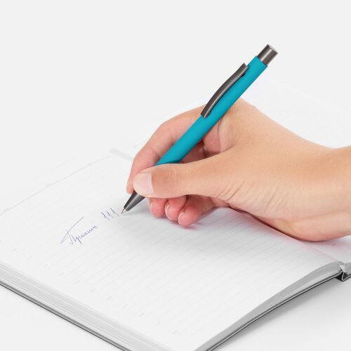 Ручка шариковая Atento Soft Touch, бирюзовая 4