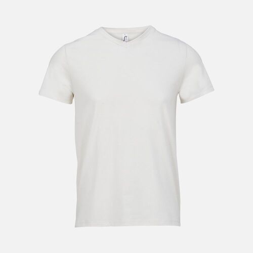 Футболка унисекс Regent с V-образным вырезом, молочно-белая, размер XS