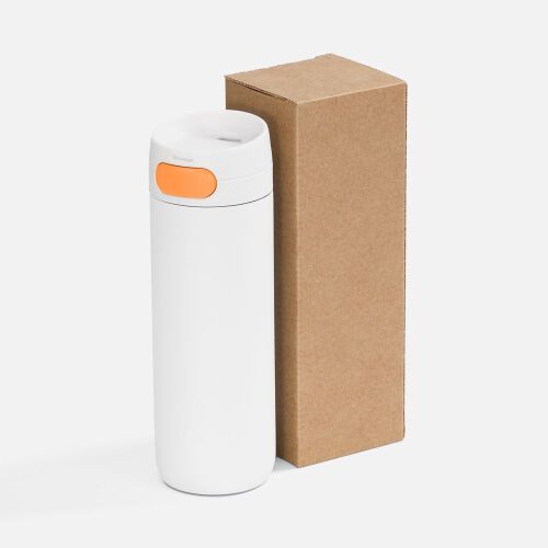 Термостакан X1 с цветной кнопкой, белый с оранжевым 5