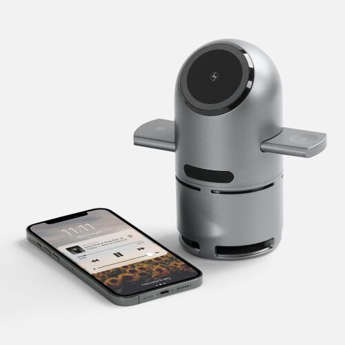 Bluetooth-колонка с беспроводной зарядкой Droid, серая 5