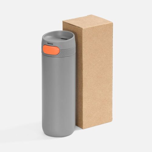 Термостакан X1 с цветной кнопкой, серый с оранжевым 4