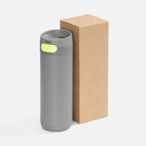 Термостакан X1 с цветной кнопкой, серый с желтым 5