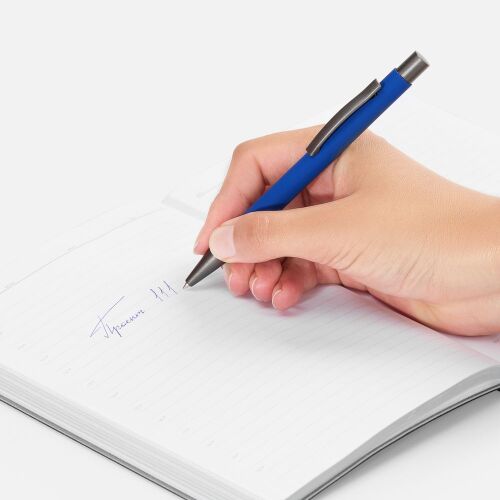 Ручка шариковая Atento Soft Touch, ярко-синяя 4