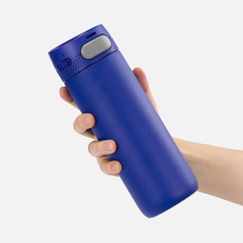 Термостакан X1 с цветной кнопкой, синий с серым 4