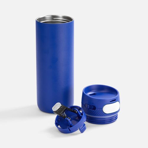 Термостакан X1 с цветной кнопкой, синий с белым 2