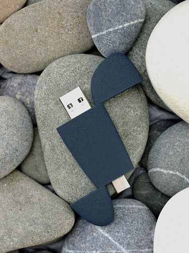 Флешка Pebble Type-C, USB 3.0, серо-синяя, 32 Гб 3