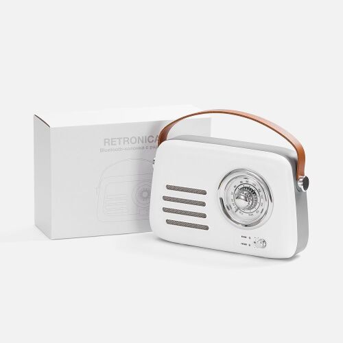 Bluetooth-колонка с радио Retronica, белая 4