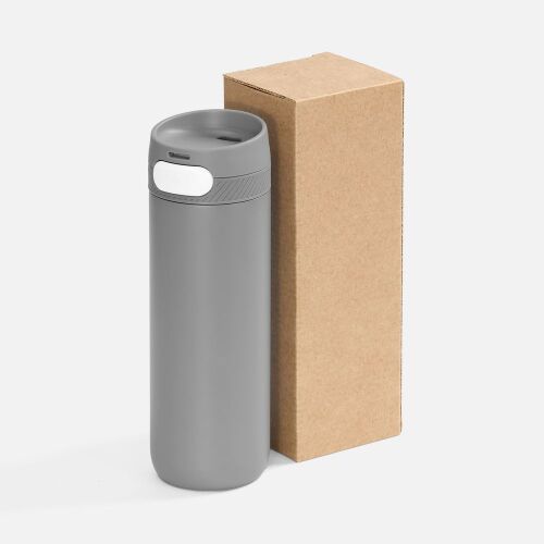 Термостакан X1 с цветной кнопкой, серый с белым 5