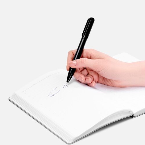 Ручка шариковая Lucenti с подсветкой логотипа, в футляре, черная 4