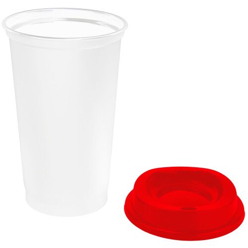 Стакан с крышкой Color Cap White, белый с красным 2 Стакан с крышкой Color Cap White, белый с красным 2