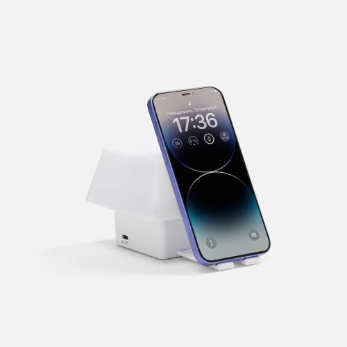 Светильник с подставкой для смартфона Knoppi, белый 2 Светильник с подставкой для смартфона Knoppi, белый 2