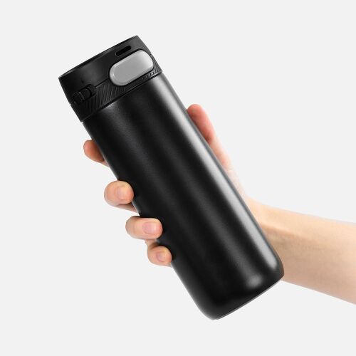 Термостакан X1 с цветной кнопкой, черный с серым 4