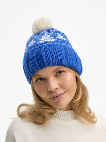 Шапка Holidale, синяя с молочным 2
