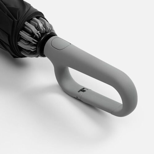 Зонт обратного сложения с ручкой-карабином Foldberry, серый 4