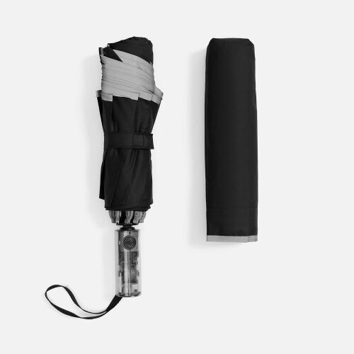 Зонт наоборот складной Futurum со светоотражающим кантом, черный 3