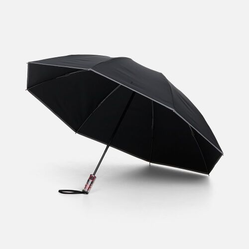 Зонт наоборот складной Futurum со светоотражающим кантом, черный